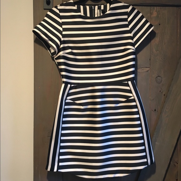 TopShop A-Line Striped Satin Dress Size 2 - Picture 4 of 8